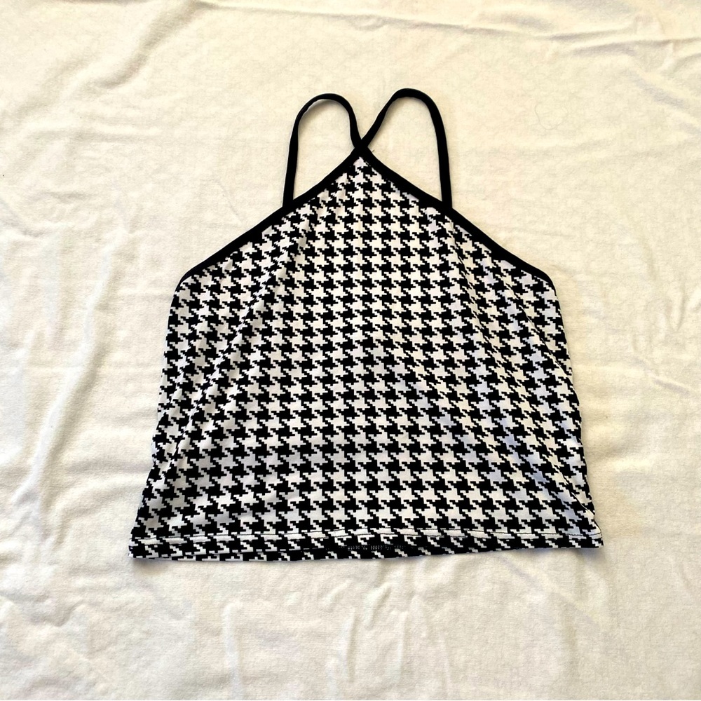 Crossed Neck Black and White Squared Tank